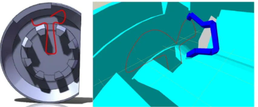 Fig. 1.4 Section view of the TBM trajectory and manipulator example.