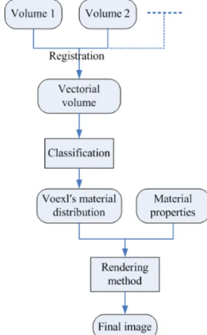 Figure 2: Multi-volume rendering pipeline 