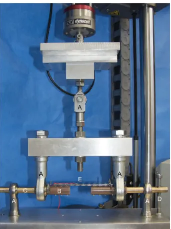 Fig. 3 Photograph of the mechanical setup. m: digital micrometre used to measure the displacement of the plate centre.
