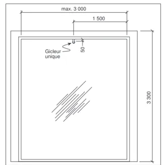 Figure 3. Emplacement du gicleur unique servant à protéger une fenêtre pleine hauteur (élévation)