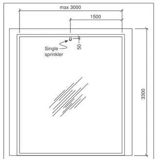 Figure 3. Location of single sprinkler for protection for full-height window assembly (elevation)