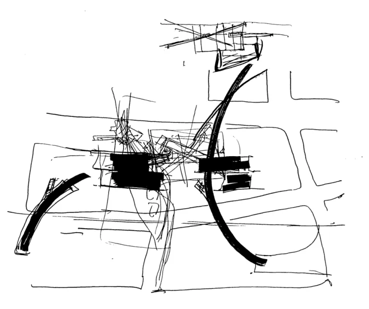 Fig  5.2  : Sketch  of  pedestrian  ramp  system and remaining  pieces  of the  elevated  artery 112