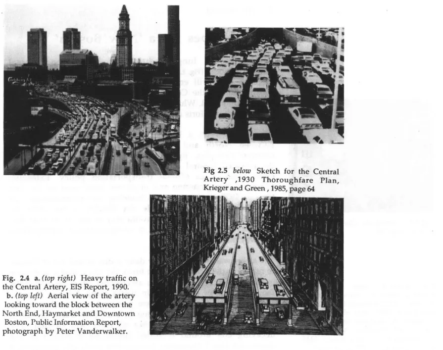 Fig  2.5  below  Sketch  for  the  Central Artery  ,1930  Thoroughfare  Plan, Krieger and  Green,  1985,  page 64