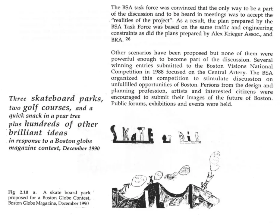 Fig  2.10  a.  A  skate  board  park proposed  for  a  Boston  Globe  Contest, Boston Globe Magazine,  December  1990