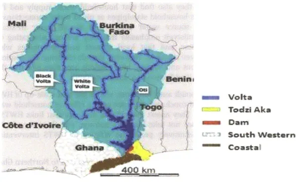 Figure 2:  Major Basins and Sub-basins  of Northern  Ghana  (Obeng  -Bekoe, 2010)