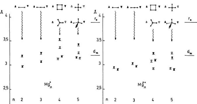 Fig.  4.  -  Interatomic  distances between  nearest  neighbours  in  positive  ions  (relaxed conformations)