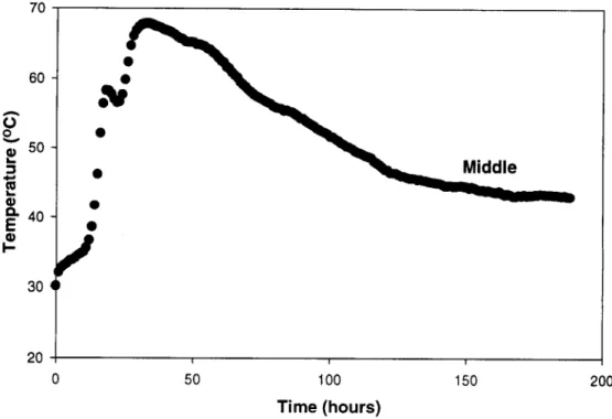 Fig. 2.  Typical  temperature/time  curve for the  synthetic  composting  mixture. 