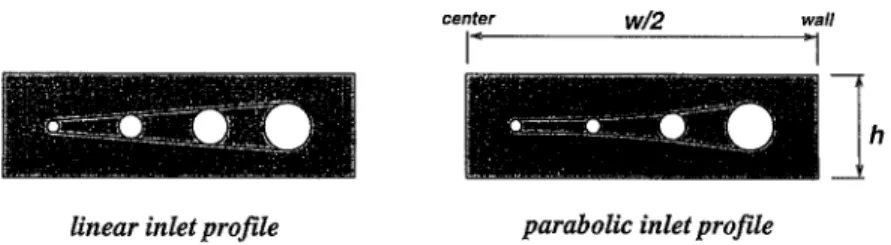 Fig.  3.  Schematic  of channel inlet diameter distributions. The view shows  the vertical face of the inside front channel wall