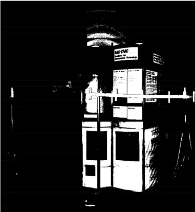 Fig. 9 (a) displays the resulting image from a point of view that shows the part of the floor that was scanned by the camera; the back of the ceiling can also be seen as the dark surfaces on the top