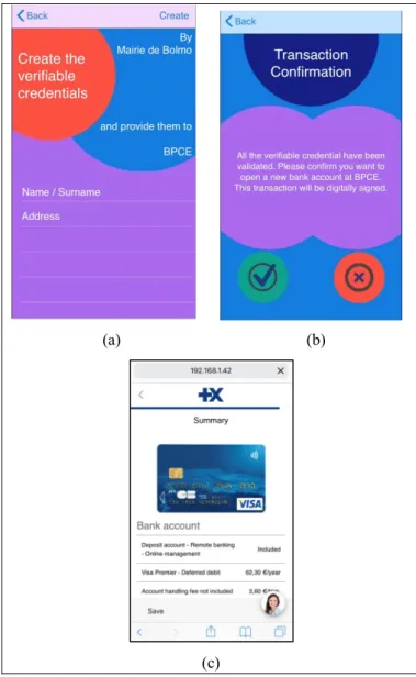 Fig. 9.  Screenshots of the verifiable credentials creation and transaction  confirmation 