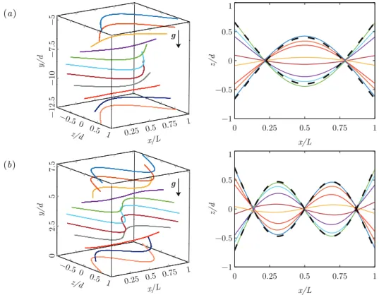 Figure 2. Illustrations of the bending oscillatory deformations of a cylinder (with d = 1 mm):