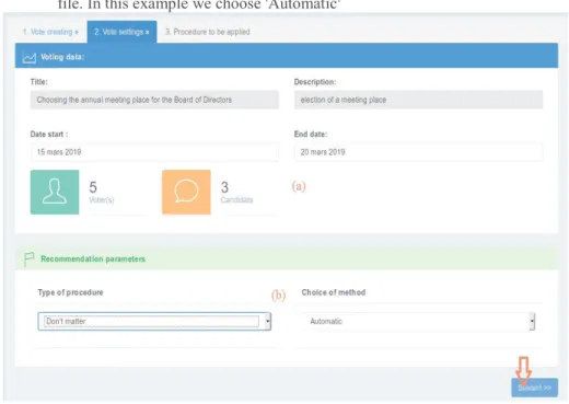 Figure 3: Voting setting: Recommendation parameters 