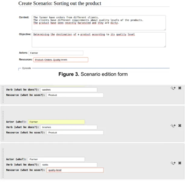 Figure 3. Scenario edition form 