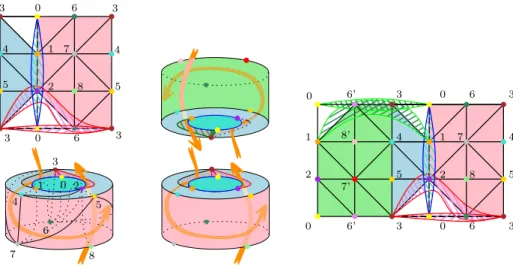 Fig. 9. Building the Bing’s house. Left: triangulation of the lower room and schematic representation