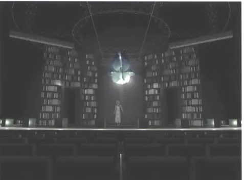 Figure 3.1  Digital  rendering  of an  early set design  with  Chandelier.