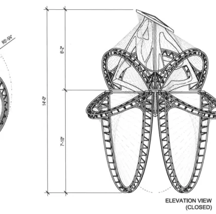 Figure  3.29  Plan  and elevation drawings of the "closed" position of the  Chandelier (drawn  by Arjuna  Imel).
