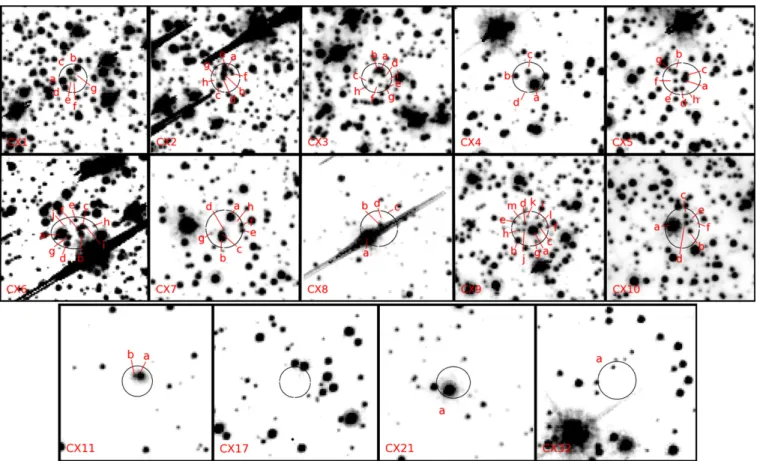 Figure 8. 5  × 5  finding charts for the X-ray sources inside the HST ACS field of view