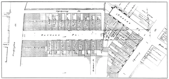 fig. 4.1.  Hayward Place,  plan  accompanying  second  petition  for street  extension, 1871.