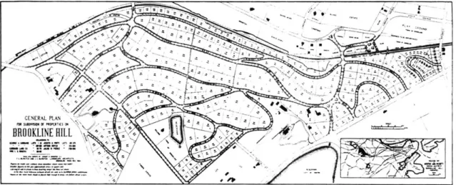 fig. 2.1.  Frederick  Law Olmsted's  design  for Fisher Hill,  Brookline. The  subdivision was  meant to be unsuitable for conversion  from residential  use.