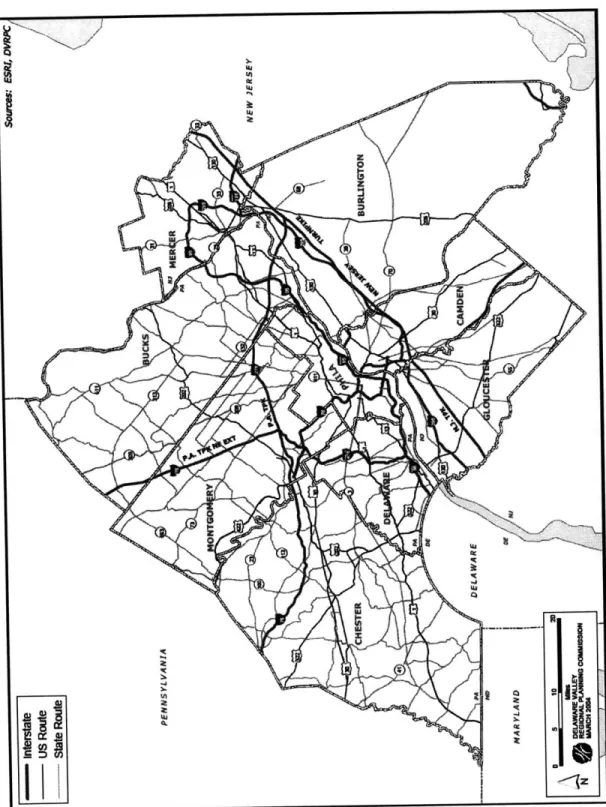 Figure 1:  Counties and Highway Network in the Studied Area