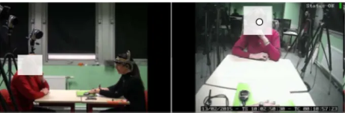 Figure  2.  Visual  data.  Left:  side  view  from  a  fixed  HD  camera. Right: head-related view from the eyetracker scene  camera