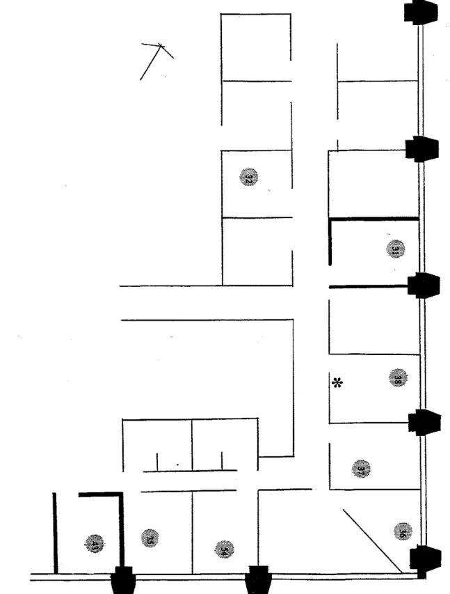 Figure  8(b).  Floor plan  of the 9th Floor, Site 3.  The  *  irzdicates the position  of the  ternper-aturefiurnidily datalogger