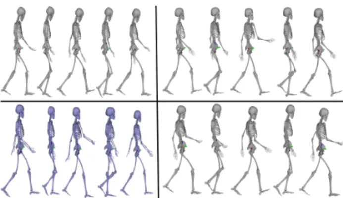 Fig. 1. Examples of human-like gaits obtained with hierarchical control.