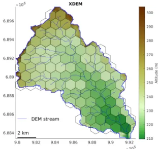 Figure 5: Watershed tiling into 89 tiles of 1 km 2 , threshold of 0.5 .