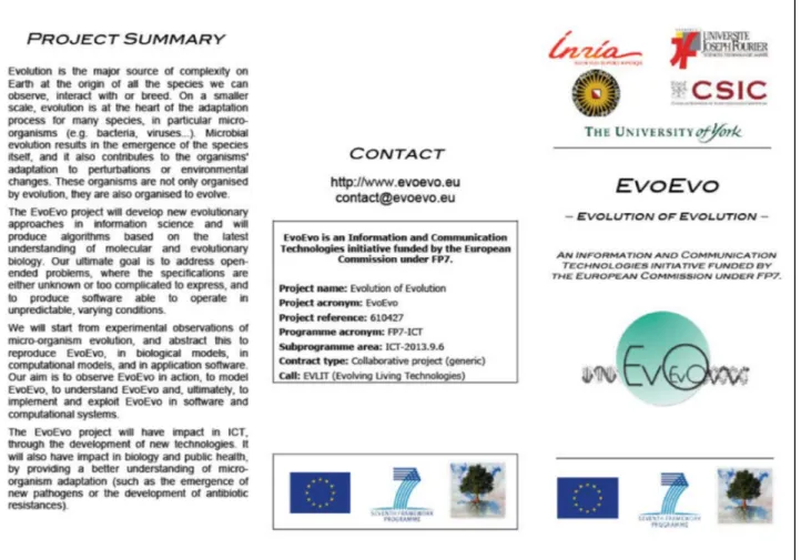 Figure 1: first page of the project Leaflet as it is visible from the website 