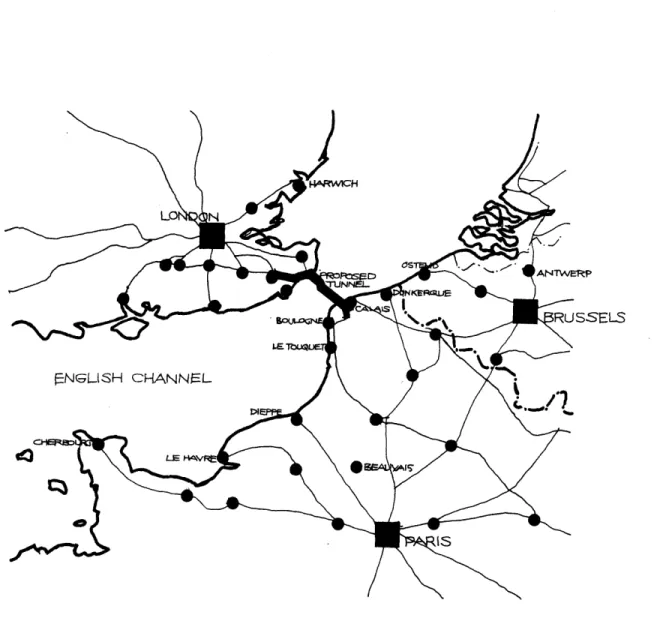 FIGURE  2. CHANNEL  TUNNEL  ALIGNMENTS  AND  CONNECTING RAILWAYS.