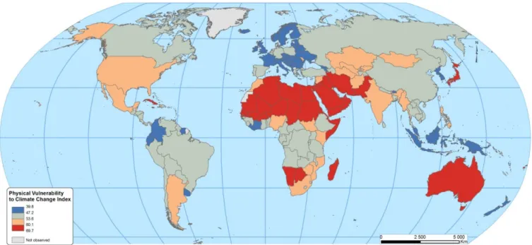 Table 3: PVCCI 3 by country groups  Country groups  Mean  Median  Standard  Deviation  Min  Max  Developing countries (144)  54.4  54.0  6.7  40.0  69.3  LDCs (48)  54.7  51.8  6.7  40.3  65.8  Non LDCs (96)  54.1  54.5  6.7  40.0  69.3  SIDS (36)  55.6  5