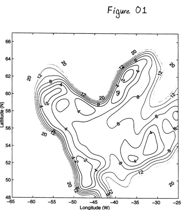Figure 01  caption:  Streamlines in the Labrador  and Irminger seas compiled  from float tracks by  Lavender, et al