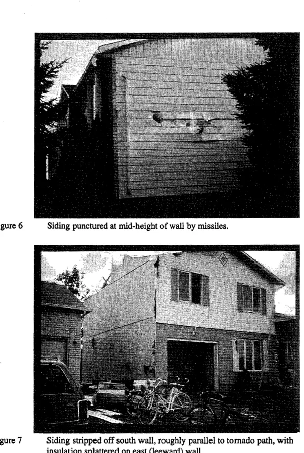 Figure  6  Siding punctured at mid-height of wall by missiles. 