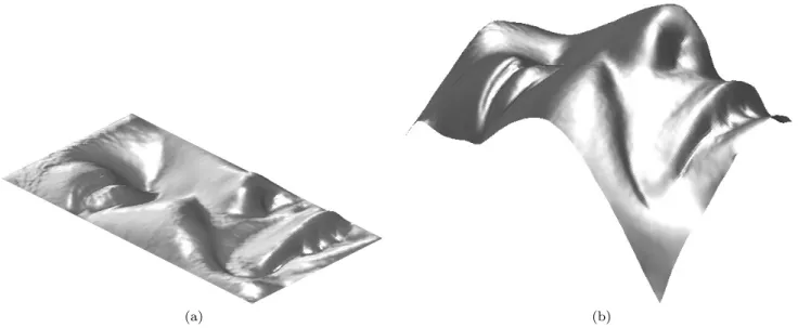 Fig. 7 Reconstructed surfaces obtained by integration of g face (see Figure 6-a), using Simchony, Chellappa and Shao’s method [52], and imposing two different boundary conditions