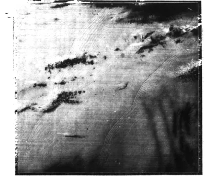 Figure  3.lb  - Enlargement  of  Landsat  image  1365-15013  taken  on  23 july 1973.We  can  see  two  wave  packets propagating  towards  the upper