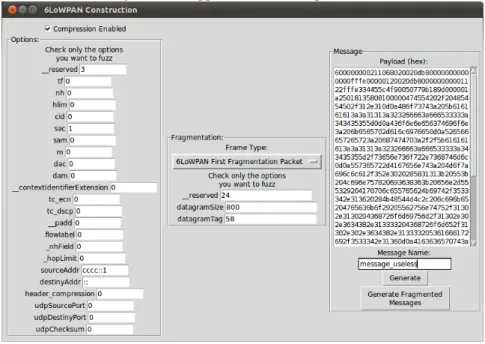 Figure A.1: Appeareance of 6lowpan Packet’s Construction Graphical Interface.