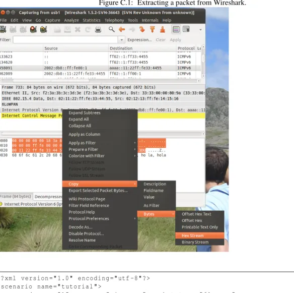 Figure C.1: Extracting a packet from Wireshark.