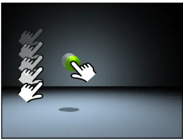 Figure 5: Screen capture of the Z -technique. The right finger is used for direct positioning in the camera plane while the left finger is used for depth positioning in an indirect way