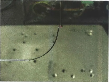 Figure 3.3:  Measuring probe  tip pushed  against a stylet tip for taking a position measurement.