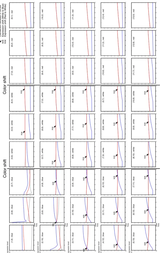 Figure 4: Variation of the gene expression levels over time for each cell of the organism