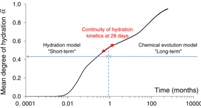 Fig. 9. Evolution of the mean degree of hydration for low pH cement T L .