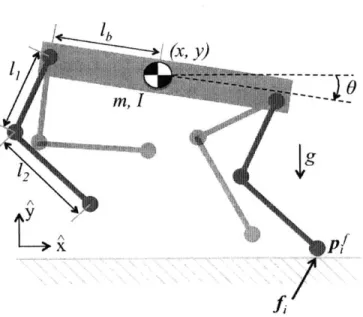 Figure  3.1:  The  prototype  quadruped  model  used  for  simulation  and  optimization.