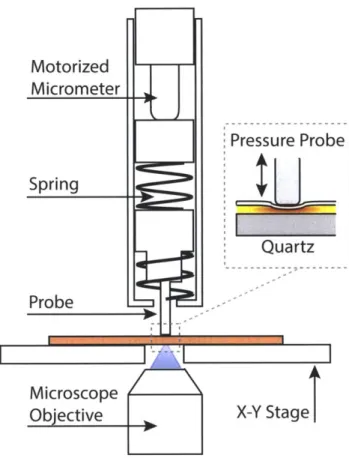 Figure  1-3:  Experimental  setup  for  in  situ optical  measurement  of  organic  thin  film sample  under  mechanical  pressure.