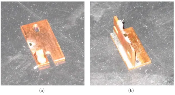 Figure 4-1: Device mounts used for transmission experiments (a) Flat mount (b) Upright mount.
