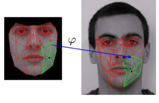 Figure 6. the two steps of the analysis of an expression. Left: the model is fitted on a neutral image