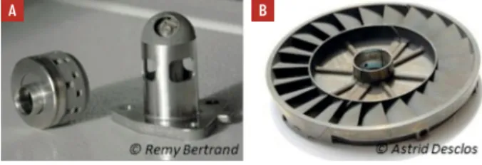 FIGURE 1 : (a) Injecteur et tourbillonneur du moteur Arrano de Safran Helicopter Engines, (b) Distributeur du groupe auxiliaire  de puissance de Safran Power Units.