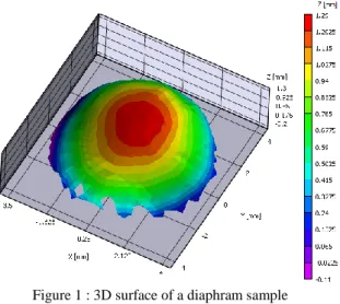 Figure 1 : 3D surface of a diaphram sample  VIC 3D ©. 