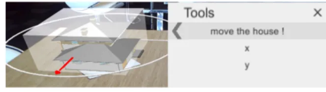 Figure 8: Integration of the degrees of freedom In order to evaluate our model, we developed a 3D environment allowing a user to manipulate a virtual object (Figure 8) and  pub-lished it on the SVEP platform