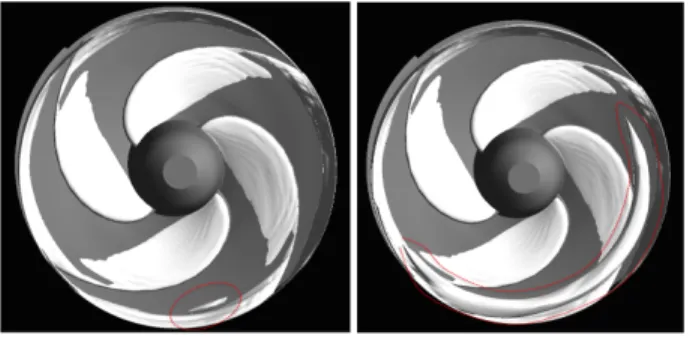 Figure  18    Formation  and  growth  of  tip  vortex  cavity  from  full  annulus unsteady cavitating calculations at ϕ=0.083 and σ=0.045