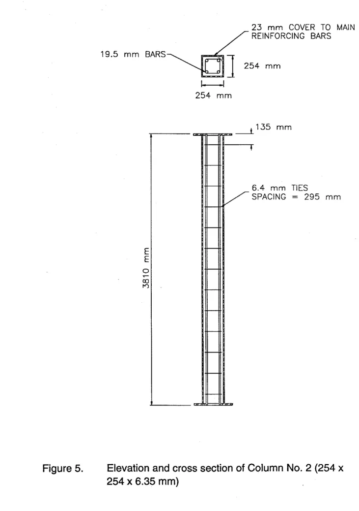 Figure  5.  Elevation and cross section  of  Column No.  2 (254  x  254  x 6.35  mm) 